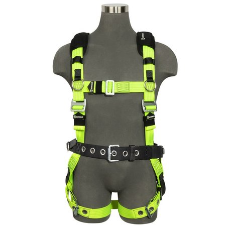 SAFEWAZE Reflective Full Body Harness: 1D, MB Chest, TB legs, Mining belt, XL 021-1813